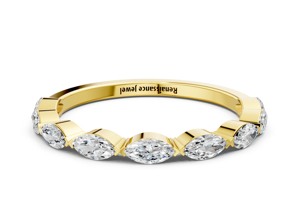 Yellow gold Marquise Diamond Eternity Band with Bezel Setting