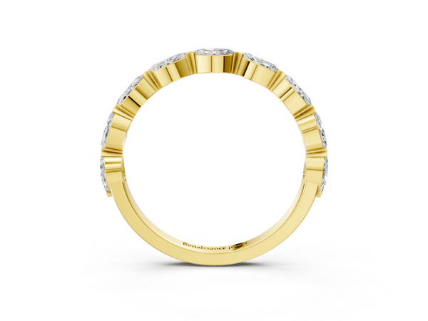 Yellow gold Marquise Diamond Eternity Band with Bezel Setting