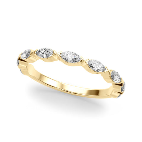 Yellow gold Marquise Diamond Eternity Band with Bezel Setting