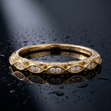 Yellow gold Marquise Diamond Eternity Band with Pavé and Bezel Setting_43