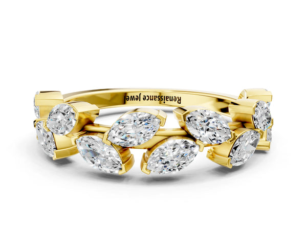 Yellow gold Marquise Diamond Eternity Band with Shared Prong Setting