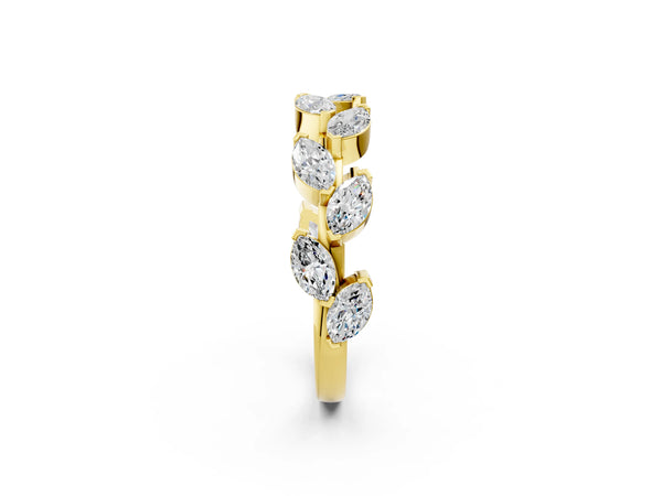 Yellow gold Marquise Diamond Eternity Band with Shared Prong Setting