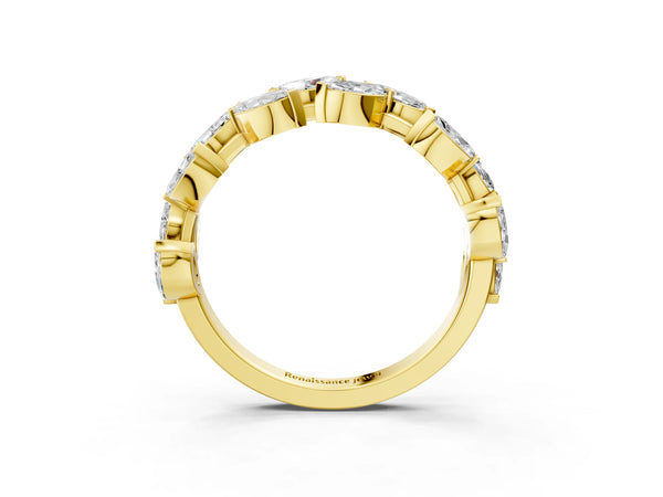 Yellow gold Marquise Diamond Eternity Band with Shared Prong Setting