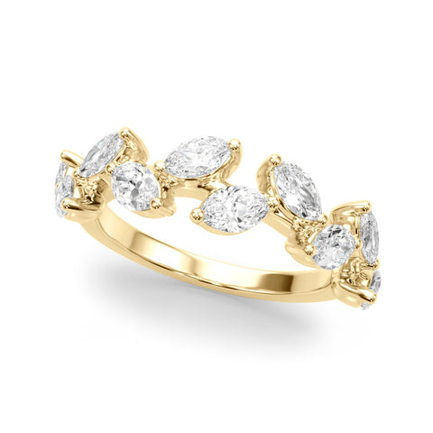 Yellow gold Marquise Diamond Eternity Band with Shared Prong Setting