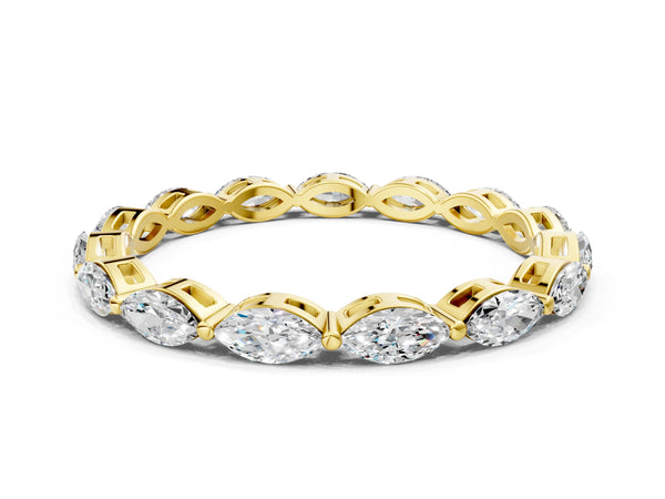 Yellow gold Marquise Diamond Eternity Band with U-Prong Setting