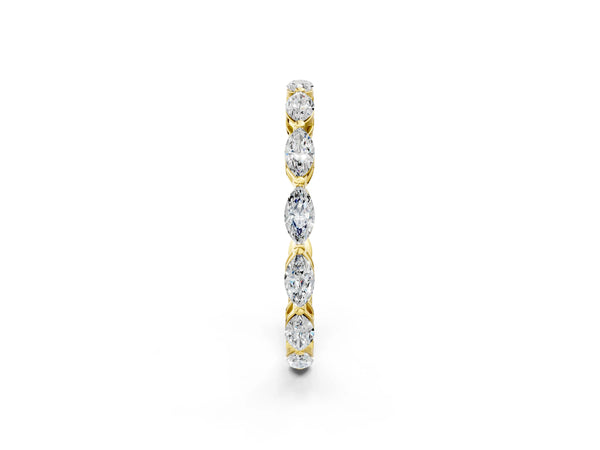 Yellow gold Marquise Diamond Eternity Band with U-Prong Setting