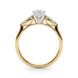 Yellow gold Marquise Diamond Floral Cluster Ring with Marquise Side Stones and Six-Prong Solitaire Setting 2