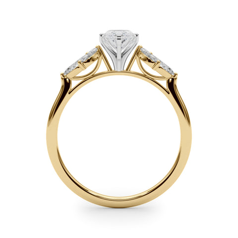 Yellow gold Marquise Diamond Floral Cluster Ring with Marquise Side Stones and Six-Prong Solitaire Setting 2