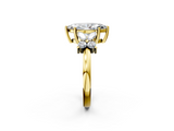 Yellow gold Marquise Diamond Floral Cluster Ring with Solitaire Band and Prong Setting_63