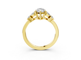 Yellow gold Marquise Diamond Floral Cluster Ring with Solitaire Band and Prong Setting_64