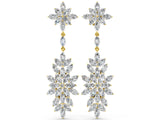 Yellow gold Marquise Diamond Floral Dangle Earrings