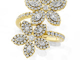 Yellow gold Marquise Diamond Floral Promise Ring with Round Diamond Accents_1