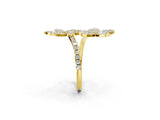 Yellow gold Marquise Diamond Floral Promise Ring with Round Diamond Accents_2