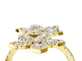 Yellow gold Marquise Diamond Floral Promise Ring with Round Diamond Accents_4