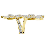 Yellow gold Marquise Diamond Floral Promise Ring with Round Diamond Accents_5