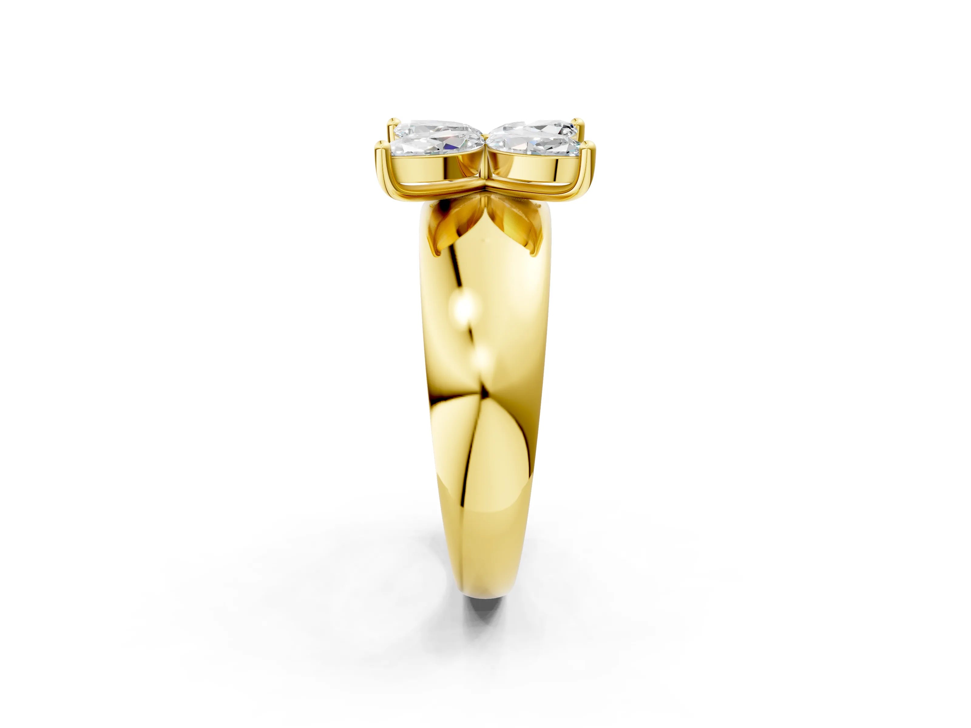 Yellow gold Marquise Diamond Floral Promise Ring_2
