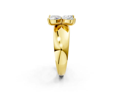 Yellow gold Marquise Diamond Floral Promise Ring_2