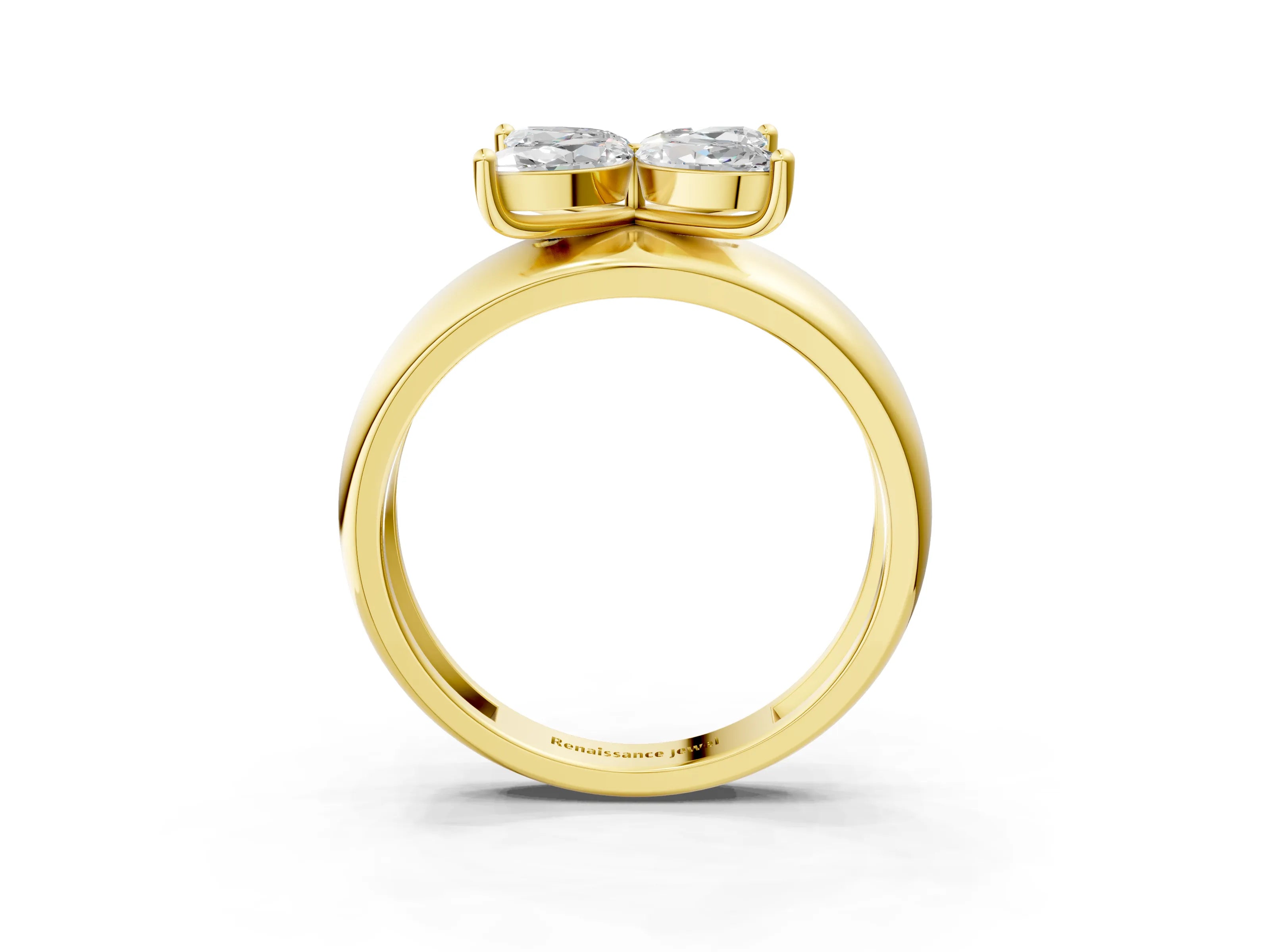 Yellow gold Marquise Diamond Floral Promise Ring_3