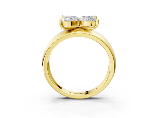 Yellow gold Marquise Diamond Floral Promise Ring