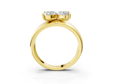 Yellow gold Marquise Diamond Floral Promise Ring_3