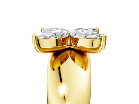 Yellow gold Marquise Diamond Floral Promise Ring_5