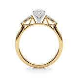 Yellow gold Marquise Diamond Floral Side Stone Solitaire with Marquise Accents and Four-Prong Setting 2