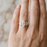 Yellow gold Marquise Diamond Floral Side Stone Solitaire with Marquise Accents and Four-Prong Setting_9