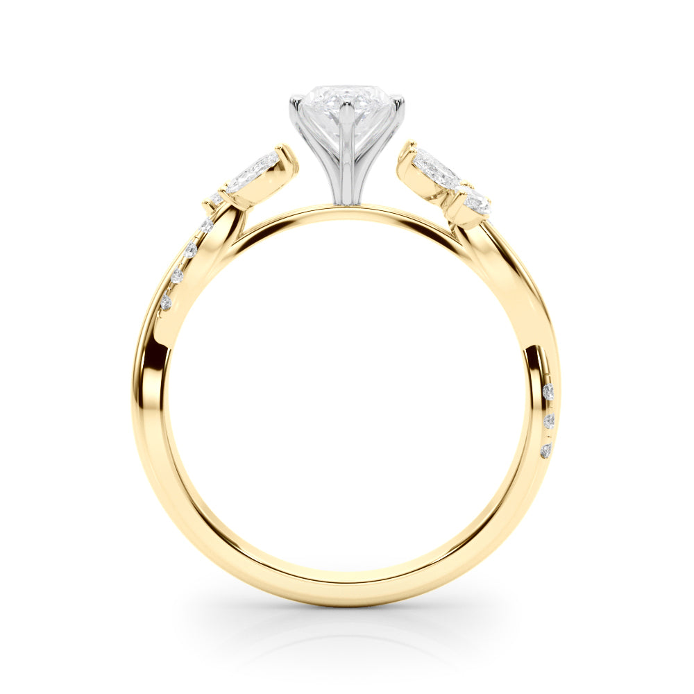 Yellow gold Marquise Diamond Floral Vine Solitaire Engagement Ring 1
