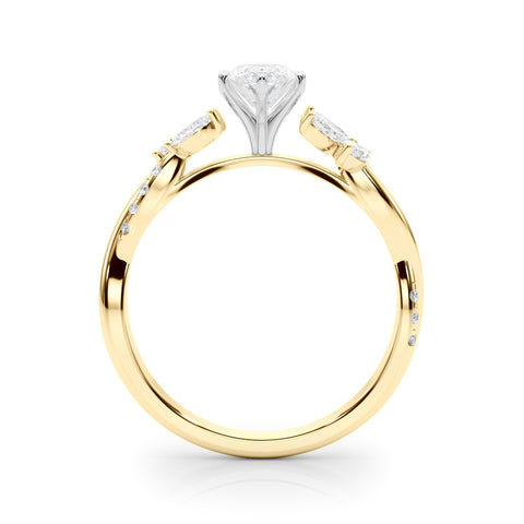 Yellow gold Marquise Diamond Floral Vine Solitaire Engagement Ring 1