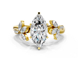 Yellow gold Marquise Diamond Floral Vine Solitaire Engagement Ring_22