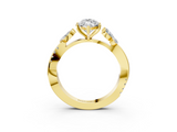 Yellow gold Marquise Diamond Floral Vine Solitaire Engagement Ring_25