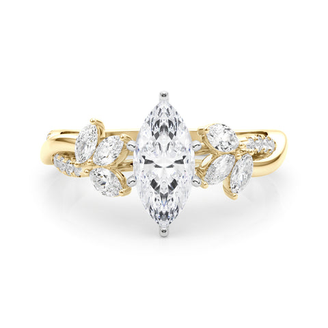 Yellow gold Marquise Diamond Floral Vine Solitaire Engagement Ring
