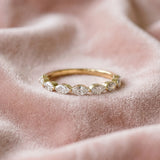 10K Yellow Gold Marquise Diamond Half Eternity Band with Prong Setting