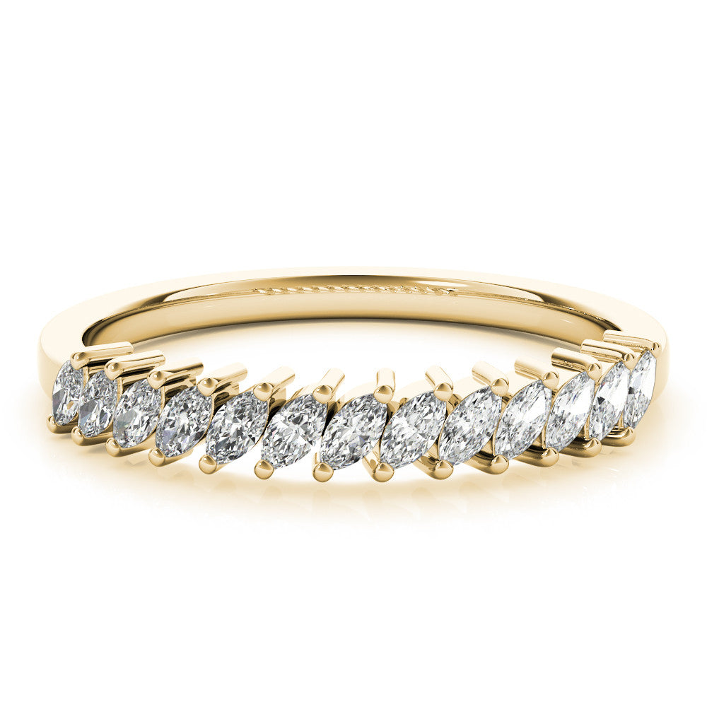 Yellow gold Marquise Diamond Half-Eternity Band with Shared Prong Setting 1