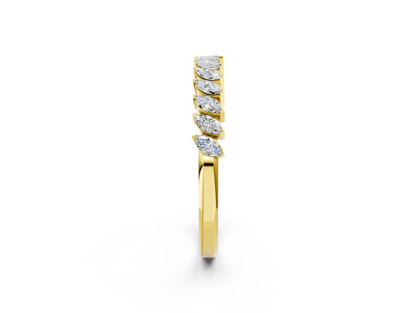 Yellow gold Marquise Diamond Half-Eternity Band with Shared Prong Setting
