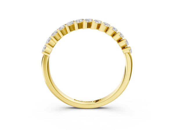 Yellow gold Marquise Diamond Half-Eternity Band with Shared Prong Setting