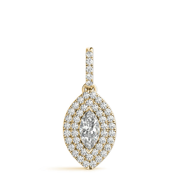 Yellow gold Marquise Diamond Halo Pendant with Pavé Setting 1