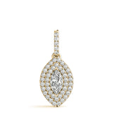 Yellow gold Marquise Diamond Halo Pendant with Pavé Setting 1