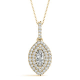 Yellow gold Marquise Diamond Halo Pendant with Pavé Setting