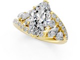 Yellow gold Marquise Diamond Halo Ring with Marquise and Pavé Band in Prong Setting_114