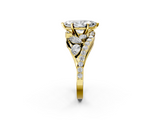 Yellow gold Marquise Diamond Halo Ring with Marquise and Pavé Band in Prong Setting_115