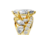 Yellow gold Marquise Diamond Halo Ring with Marquise and Pavé Band in Prong Setting_118