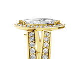 Yellow gold Marquise Diamond Halo Ring with Split Shank Pavé Band and Four-Prong Setting_11
