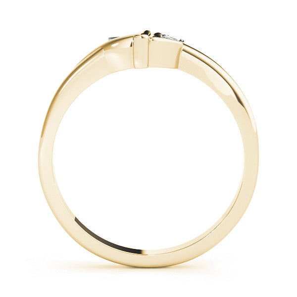 Yellow gold Marquise Diamond Leaf Bypass Ring with Bezel Setting 1