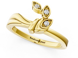 Yellow gold Marquise Diamond Leaf Bypass Ring with Bezel Setting_39