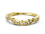 Yellow gold Marquise Diamond Leaf Eternity Band with Bezel Setting_4