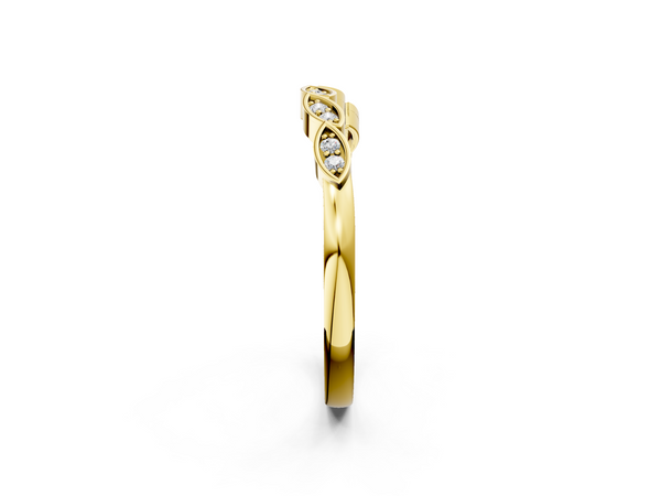 Yellow gold Marquise Diamond Leaf Eternity Band with Bezel Setting