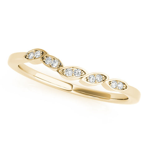 Yellow gold Marquise Diamond Leaf Eternity Band with Bezel Setting