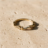 Yellow gold Marquise Diamond Leaf Twist Eternity Band with Bezel Setting_42