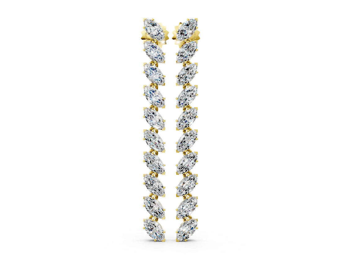 Yellow gold Marquise Diamond Linear Dangle Earrings_4